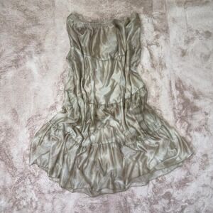 champagne satin tiered midi skirt early 2000s metro wear